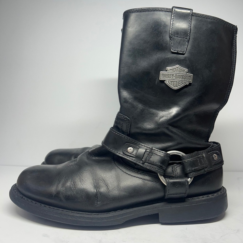 Harley Davidson Harness Boots Black Leather Mens 10 D93114 Biker Motorcycle Moto